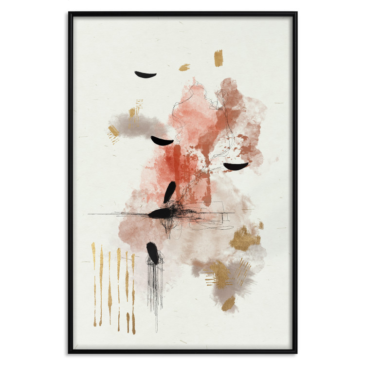 Wall Poster Abstraction in Warm Tones - Watercolor, Traces of Color and Traces of Gold 146186 additionalImage 17