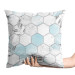Decorative Velor Pillow Subtle hexagons - composition in shades of white and blue 147286 additionalThumb 2