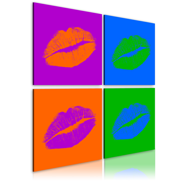 Canvas Art Print Kisses: Pop Art (4-piece) - colorful lips in street art style 149686 additionalImage 2