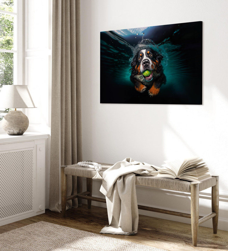 Canvas Print AI Bernese Mountain Dog - Floating Animal With a Ball in Its Mouth - Horizontal 150086 additionalImage 10