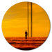 Round Canvas Solitude in the Clouds - A Woman Against a Background of Intense Yellow Sky 151586