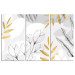 Canvas Art Print Magnolia Flowers - Minimalist Plants in Gray and Gold 151786