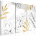 Canvas Art Print Magnolia Flowers - Minimalist Plants in Gray and Gold 151786 additionalThumb 2