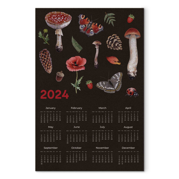 Canvas Print Calendar 2024 - composition of an autumn forest on a brown background 151886