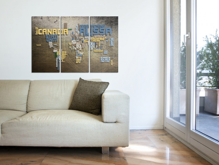 Canvas Map of the World (Italian language) - triptych 55286 additionalImage 3