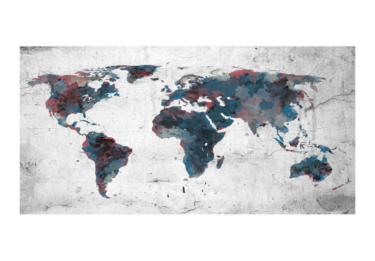 Photo Wallpaper Continents - World Map in Dim Colours on a Gray Background 59986 additionalImage 1