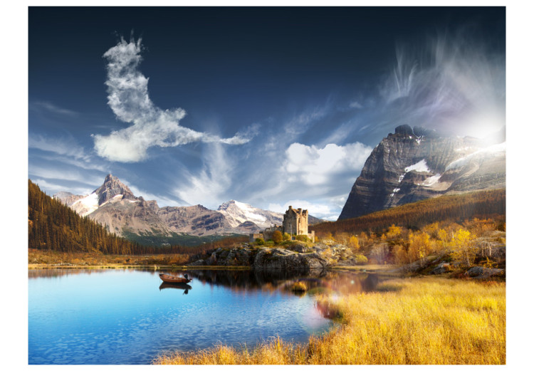 Photo Wallpaper Clouds - Landscape of High Mountains over a Lake under a Blue Sky 60586 additionalImage 1