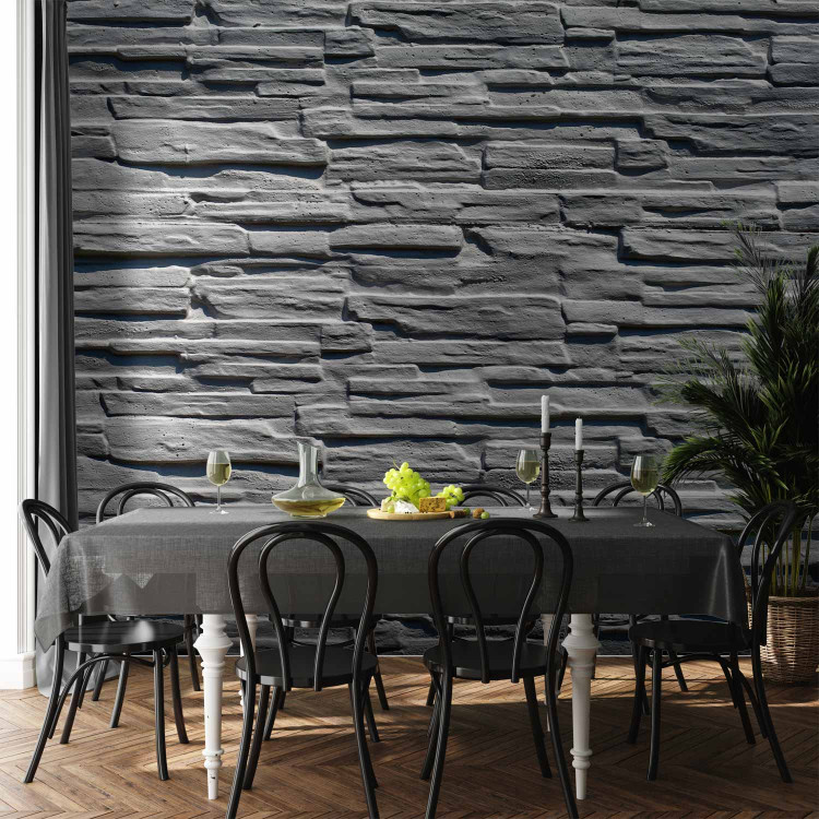 Photo Wallpaper Gray Stone Wall - Classic Granite Background with Illusion of 3D Effect 60986 additionalImage 6