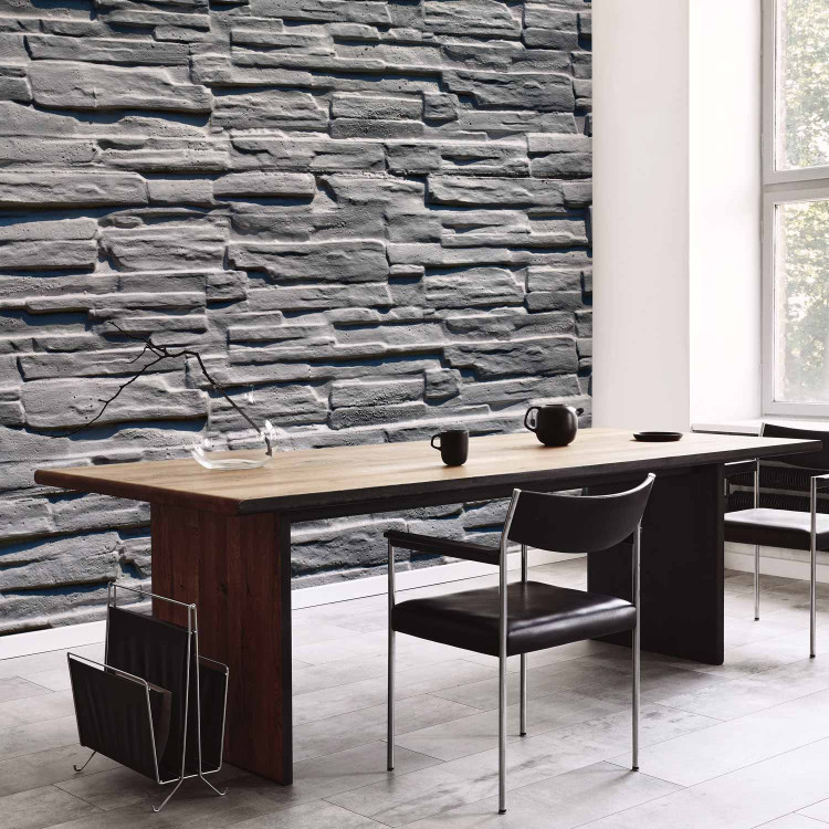 Photo Wallpaper Gray Stone Wall - Classic Granite Background with Illusion of 3D Effect 60986 additionalImage 7