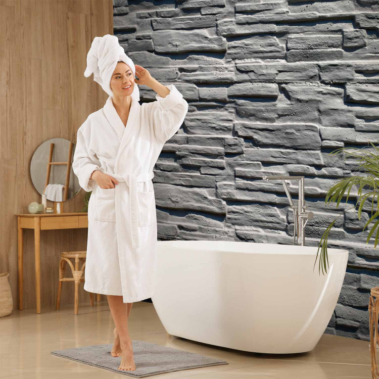 Photo Wallpaper Gray Stone Wall - Classic Granite Background with Illusion of 3D Effect 60986 additionalImage 8