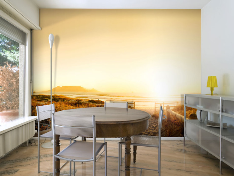 Wall Mural Seascape - Sandy Beach by the Sea Bathed in Sun Rays 61586