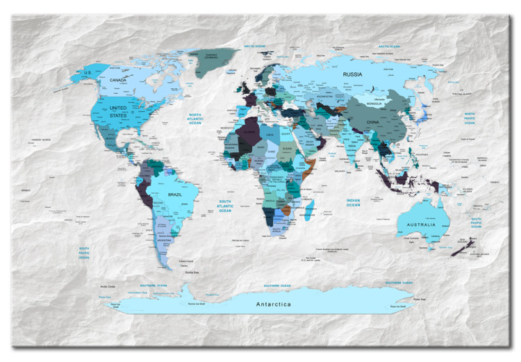 Canvas Art Print World Map: Blue Pilgrimages 91886