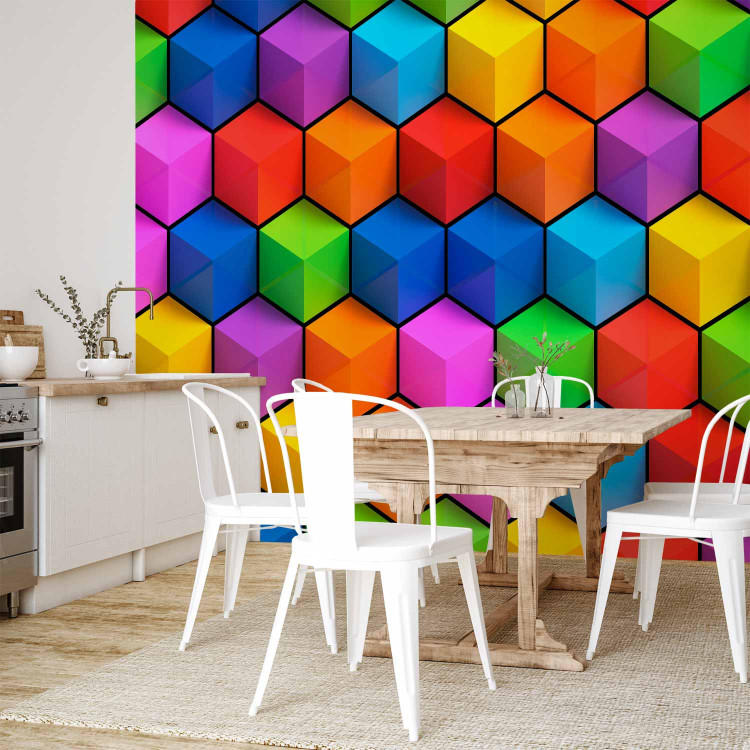 Photo Wallpaper Futuristic geometry - a combination of coloured figures with a 3D effect 91986 additionalImage 7