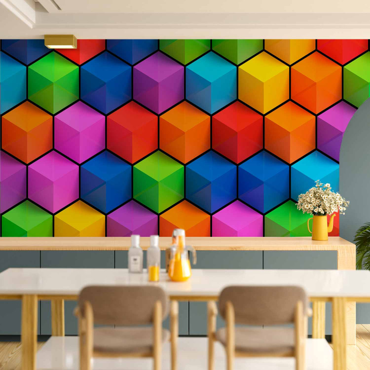 Photo Wallpaper Futuristic geometry - a combination of coloured figures with a 3D effect 91986 additionalImage 6