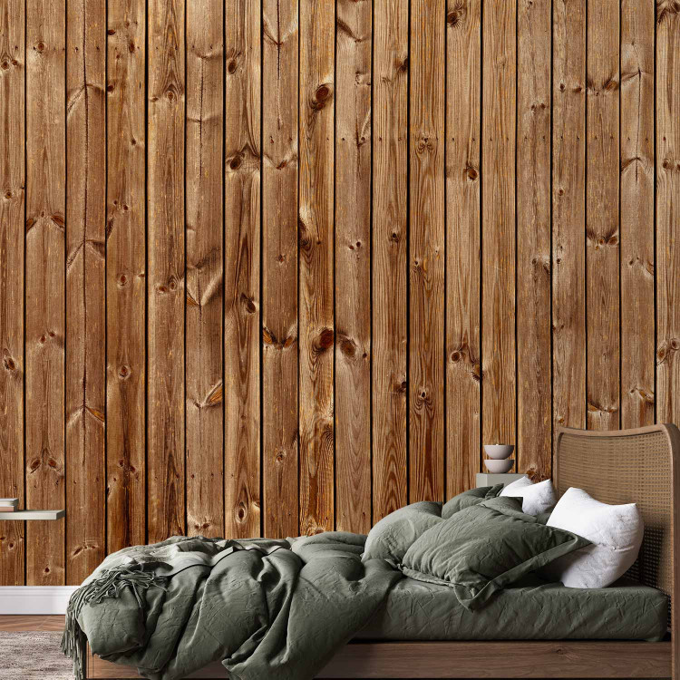 Photo Wallpaper Pine elegance - light background with texture of brown wood planks 94286 additionalImage 2
