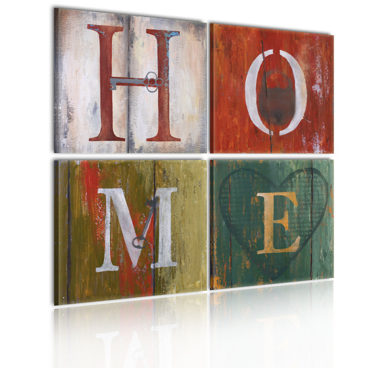 Canvas Print Welcome Home - Rustic Wooden Sign with English Home Sign 97786 additionalImage 2