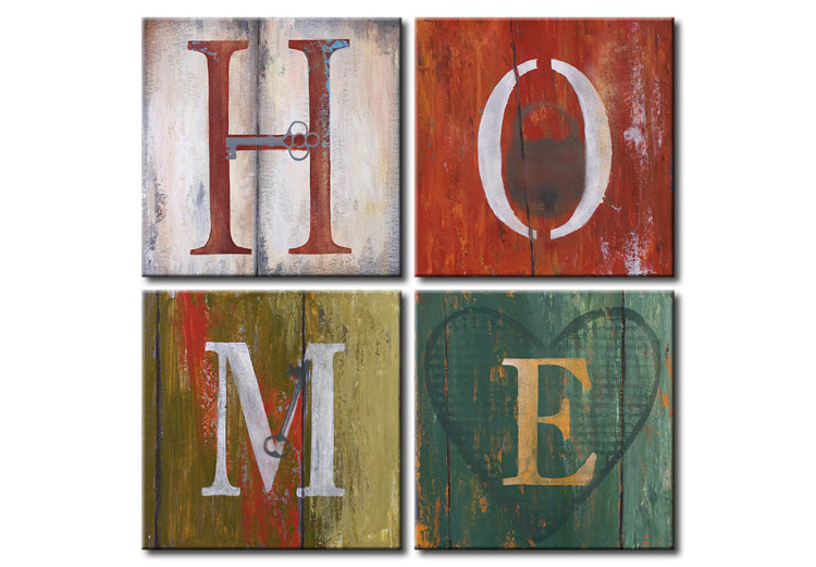 Canvas Print Welcome Home - Rustic Wooden Sign with English Home Sign 97786