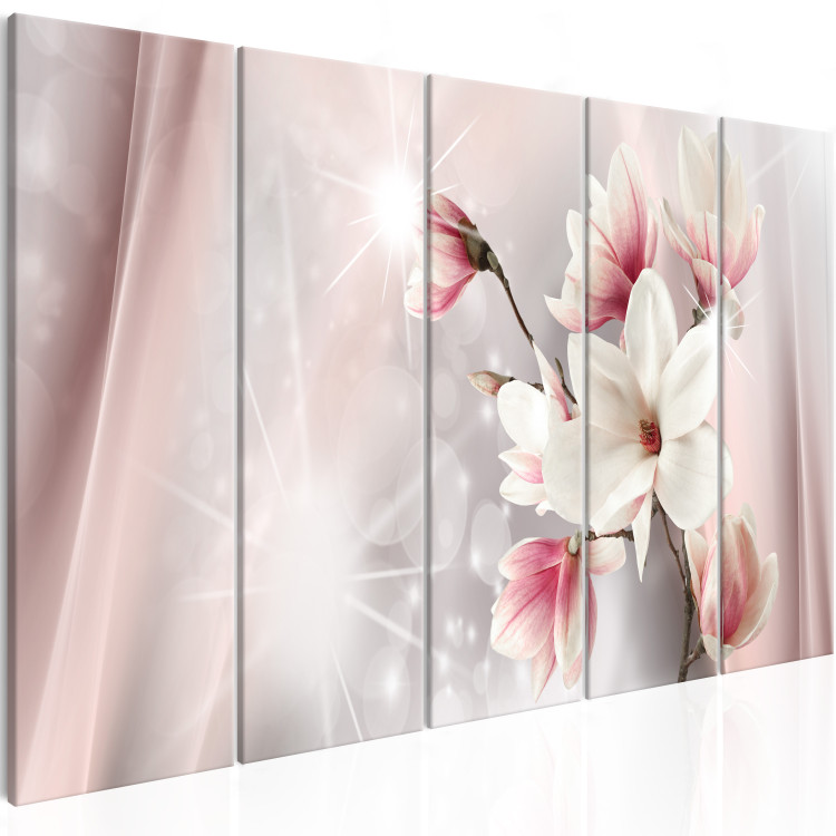 Canvas Dazzling Magnolias (5-part) Narrow - Flowers with Spring Glow 107896 additionalImage 2