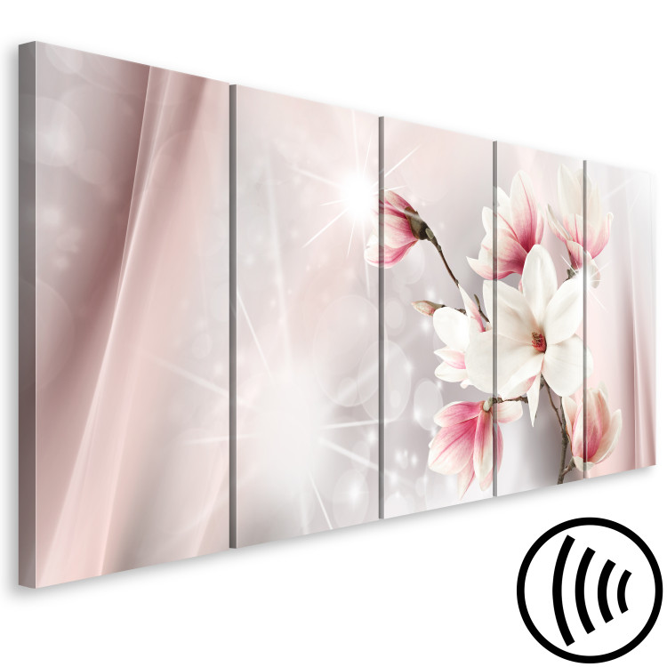 Canvas Dazzling Magnolias (5-part) Narrow - Flowers with Spring Glow 107896 additionalImage 6