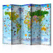Room Divider World Map for Kids II - map with colorful continents and drawings 113896