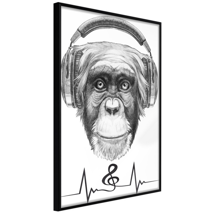 Wall Poster Musical Pulse - black and white musical composition with a monkey portrait 114296 additionalImage 10