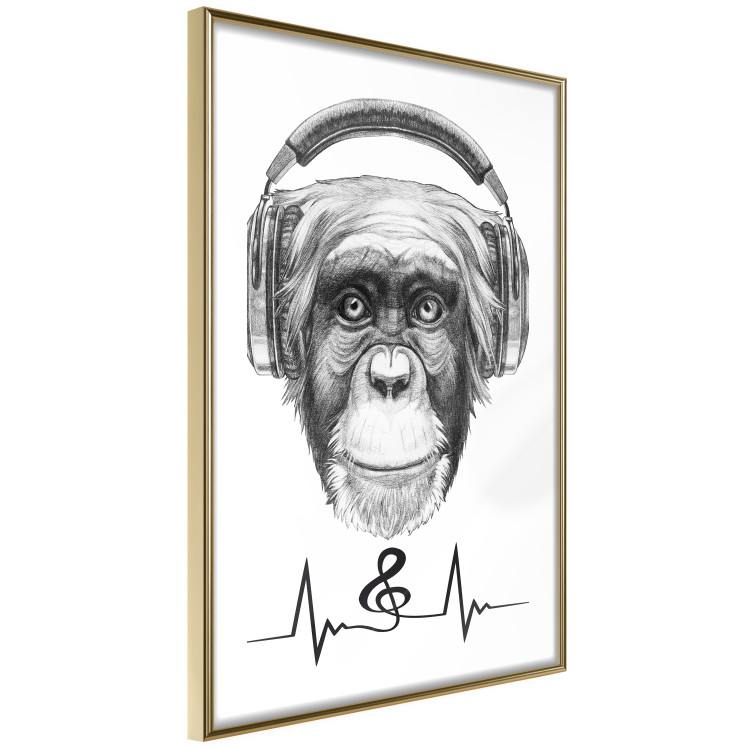 Wall Poster Musical Pulse - black and white musical composition with a monkey portrait 114296 additionalImage 6