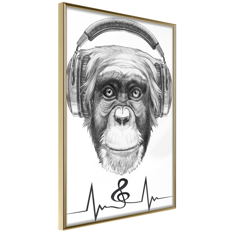Wall Poster Musical Pulse - black and white musical composition with a monkey portrait 114296 additionalImage 12