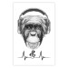 Wall Poster Musical Pulse - black and white musical composition with a monkey portrait 114296 additionalThumb 25