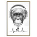 Wall Poster Musical Pulse - black and white musical composition with a monkey portrait 114296 additionalThumb 14