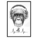 Wall Poster Musical Pulse - black and white musical composition with a monkey portrait 114296 additionalThumb 15