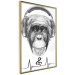 Wall Poster Musical Pulse - black and white musical composition with a monkey portrait 114296 additionalThumb 14
