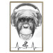 Wall Poster Musical Pulse - black and white musical composition with a monkey portrait 114296 additionalThumb 16