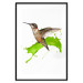 Poster Hummingbird in Flight - Brown bird and spilled paint in green color 114396 additionalThumb 14