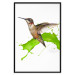 Poster Hummingbird in Flight - Brown bird and spilled paint in green color 114396 additionalThumb 13
