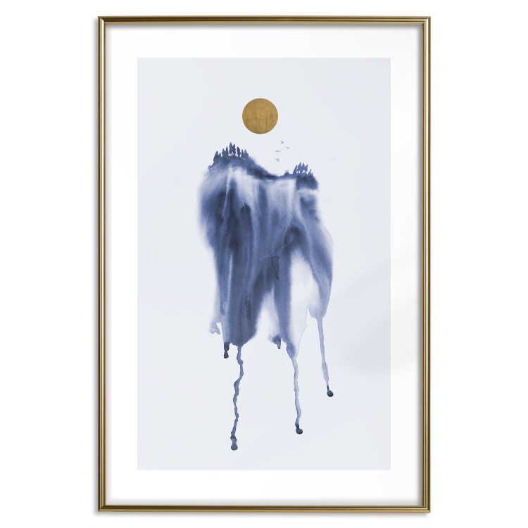 Wall Poster Watercolor Abstraction - winter composition with a forest landscape and sun 117596 additionalImage 16