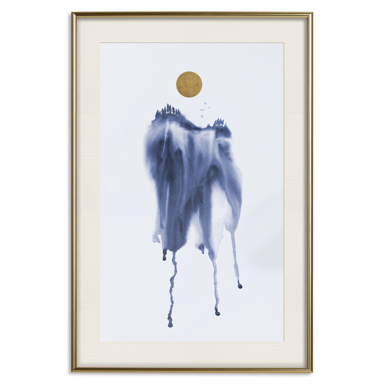 Wall Poster Watercolor Abstraction - winter composition with a forest landscape and sun 117596 additionalImage 19