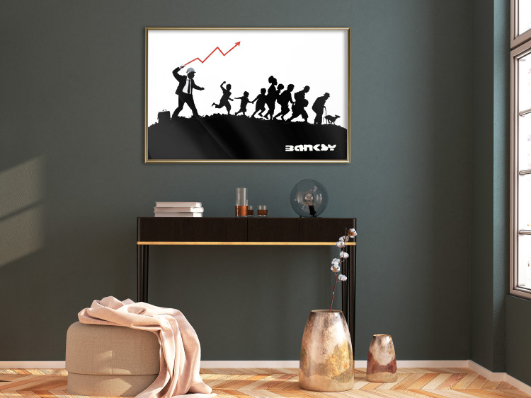 Poster Race - black and white mural with a group of people in Banksy and street art style 118696 additionalImage 10