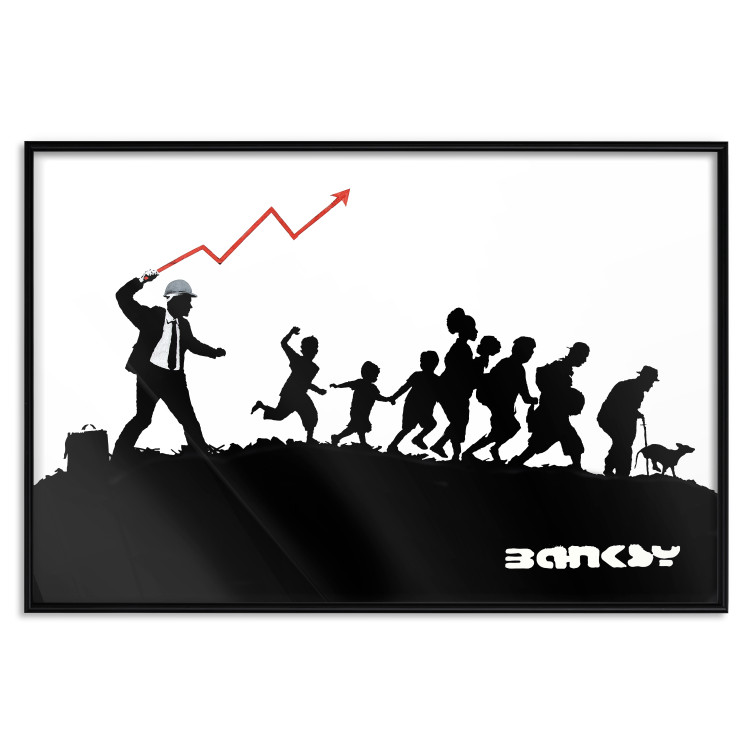 Poster Race - black and white mural with a group of people in Banksy and street art style 118696 additionalImage 18