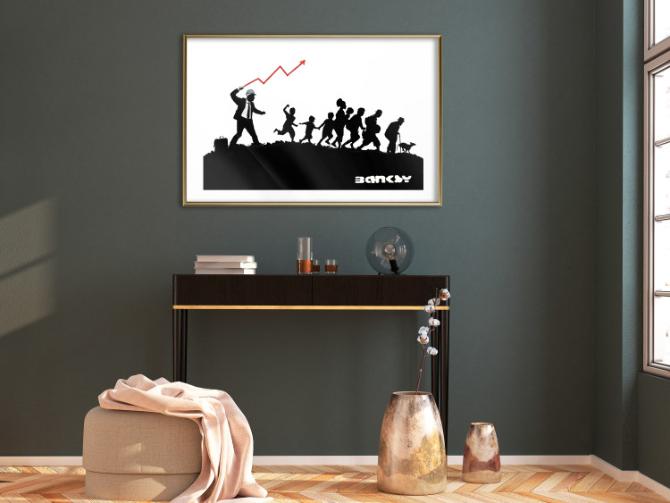 Poster Race - black and white mural with a group of people in Banksy and street art style 118696 additionalImage 13