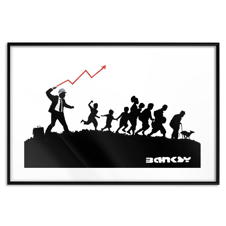 Poster Race - black and white mural with a group of people in Banksy and street art style 118696 additionalImage 15