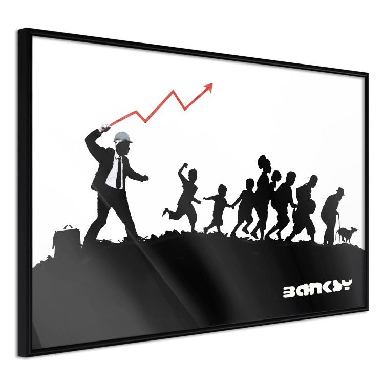 Poster Race - black and white mural with a group of people in Banksy and street art style 118696 additionalImage 2