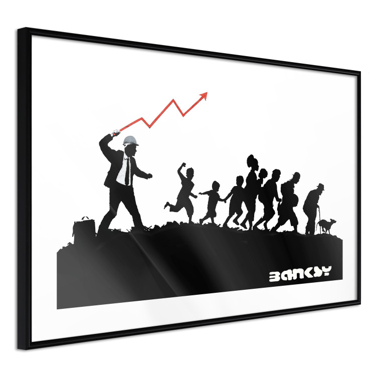 Poster Race - black and white mural with a group of people in Banksy and street art style 118696 additionalImage 12