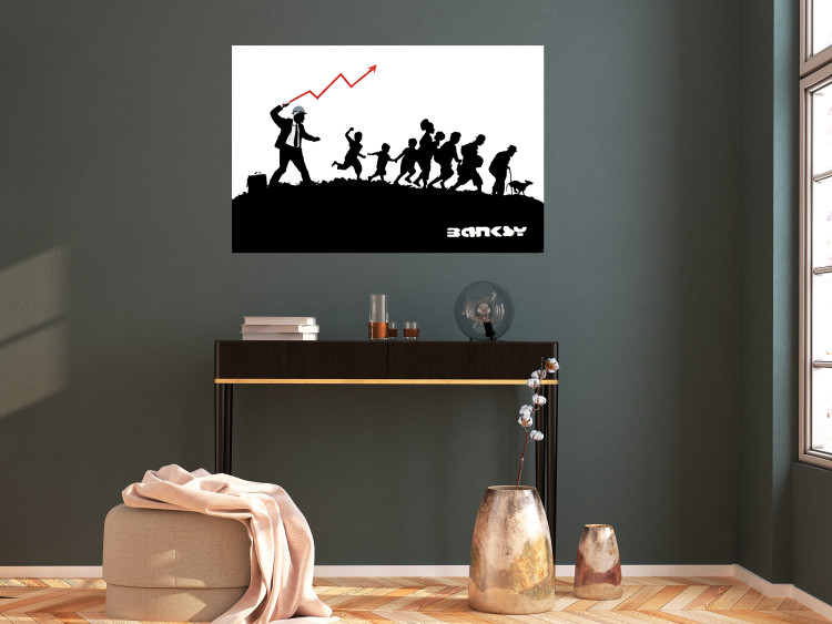Poster Race - black and white mural with a group of people in Banksy and street art style 118696 additionalImage 17