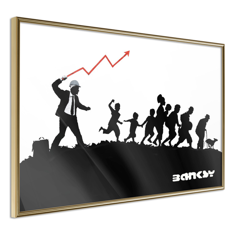 Poster Race - black and white mural with a group of people in Banksy and street art style 118696 additionalImage 3