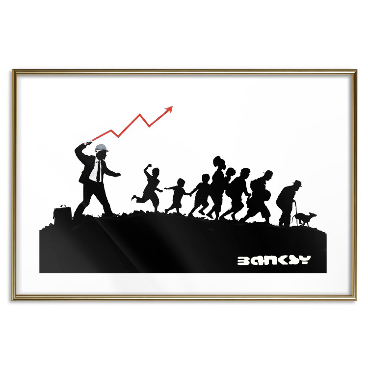 Poster Race - black and white mural with a group of people in Banksy and street art style 118696 additionalImage 14