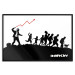 Poster Race - black and white mural with a group of people in Banksy and street art style 118696 additionalThumb 18