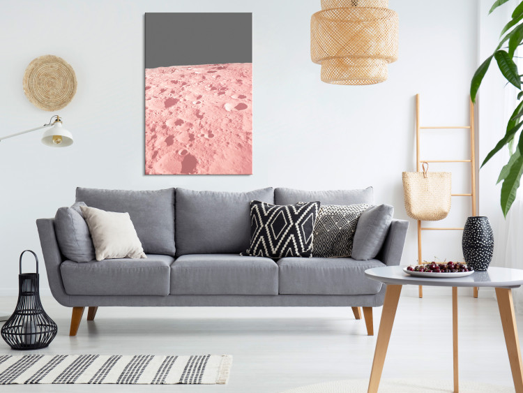 Canvas Art Print The surface of the moon - a photo from space in a pink colour 123196 additionalImage 3