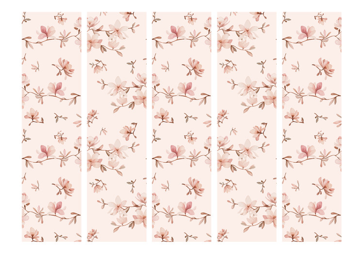 Room Divider Screen Magnolia Branches II - colorful flower plants on a pastel pink background 123296 additionalImage 3