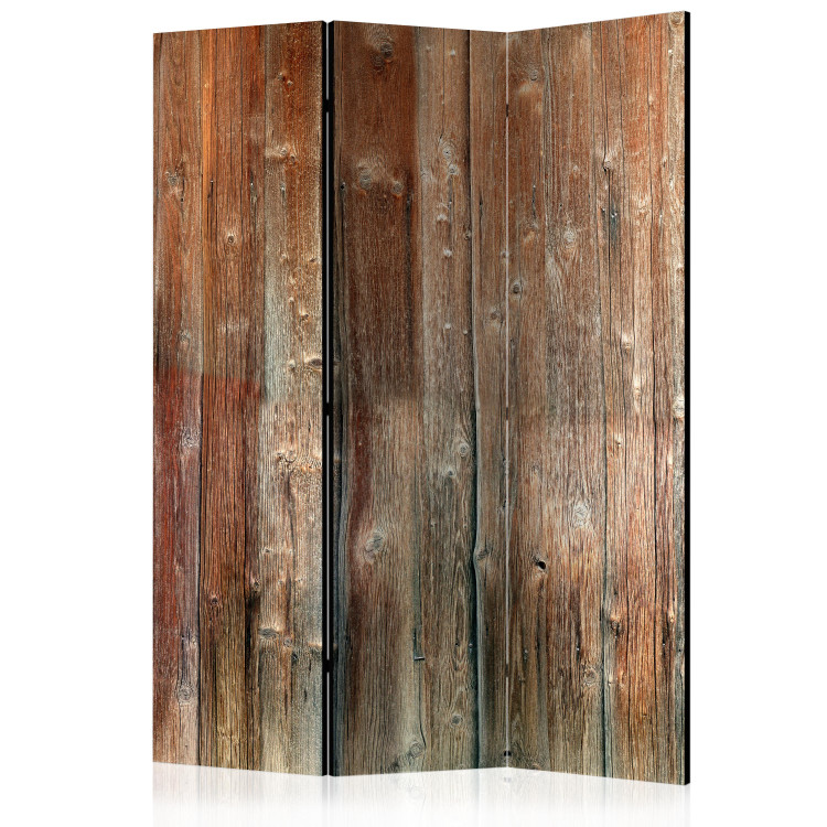 Room Divider Screen Forest Cabin (3-piece) - warm brown wood texture pattern 124096