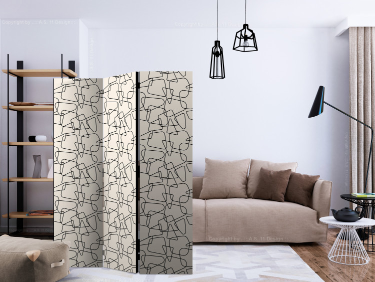 Folding Screen Rounded Geometry (3-piece) - modern pattern on a light background 124196 additionalImage 4